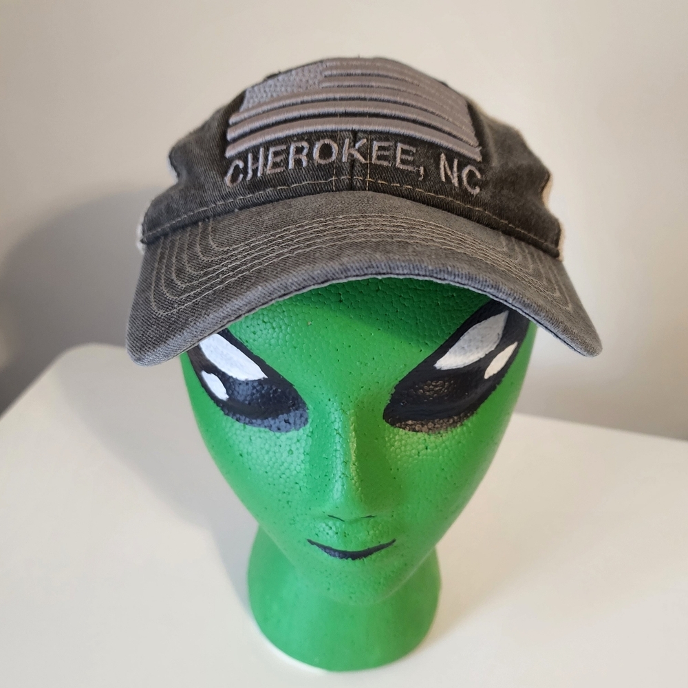 Distressed Gray Snapback Hat, Cherokee NC